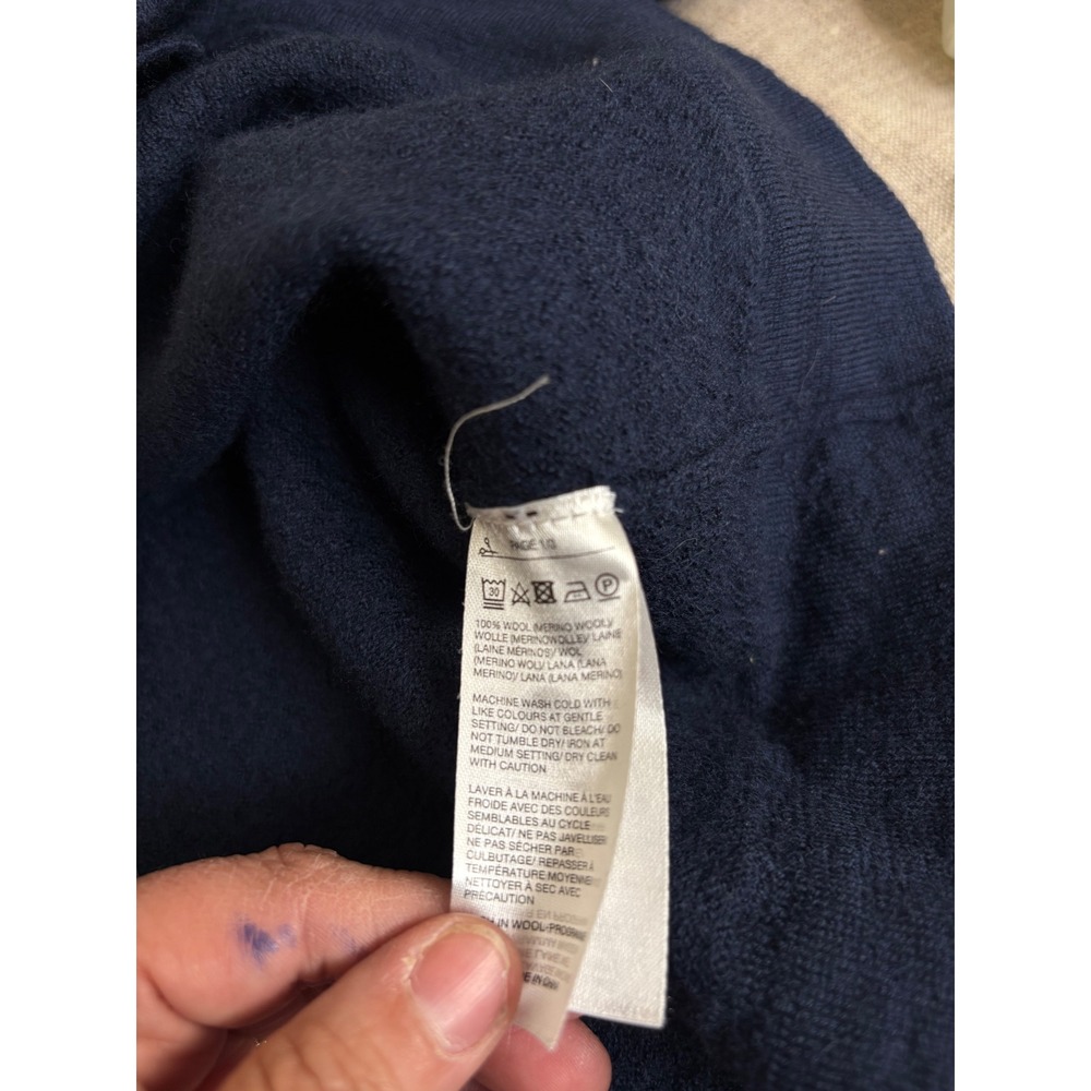 Dunmore Mens Navy Blue 100% Merino Wool Button Front Cardigan Sweater Comfort - Picture 4 of 5